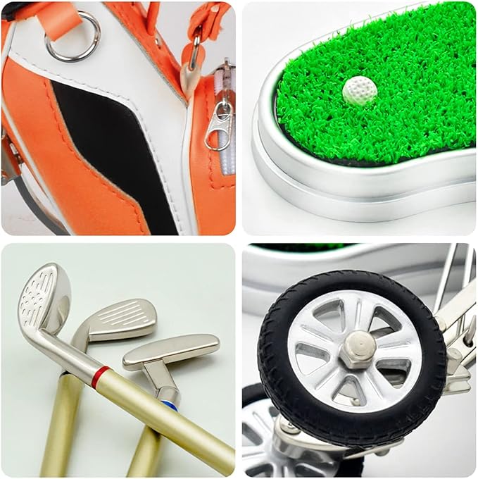 Dual-Purpose Creative Golf Pen Holder With 3 Club Pens - Office Desk Decoration, Souvenir Birthday Gift for Golfer Fans, Women and Men