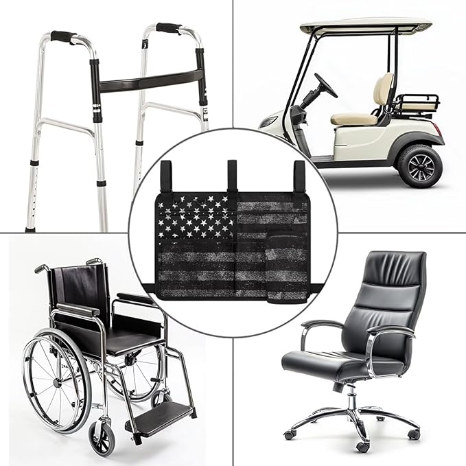 American Flag Golf Cart Bag, Golf Cart Rear Seat Organizer with Open Pockets for Golf Balls & Bottles