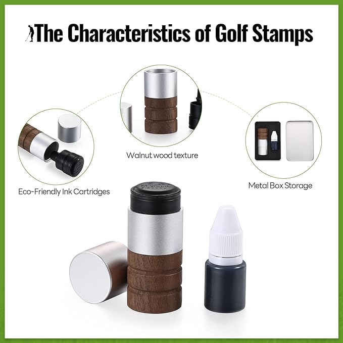 Golf Ball Stamp Personalized Marker - Premium Metal Custom Golf Ball Stamp - Quick-Dry Ink Monogram Identifier - Unique Golfing Accessories Gifts for Men Dad