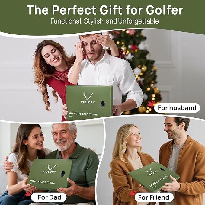 Magnetic Golf Towel for Bag 18" x 18" with Clip Exclusive Cleaning Pocket Microfiber Waffle Ultra Absorbent Club Ball Cleaner Essential Golf Accessories and Gifts for Men Women(Black 1 Pack)