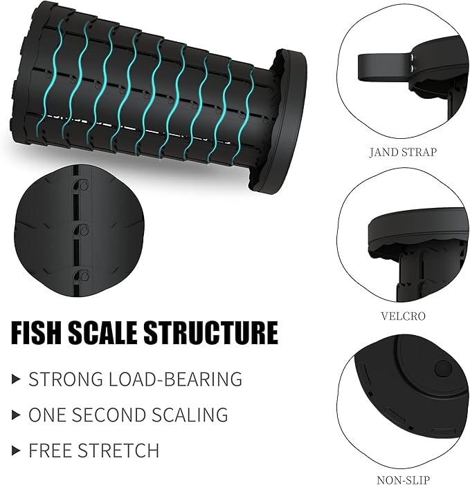 ALEVMOOM Upgraded Portable Collapsible Folding Stool with Cushion Retractable Telescoping Stool for Adults Sturdy Capacity 440lbs Camping Chair for Outdoor Hiking Garden with Bag