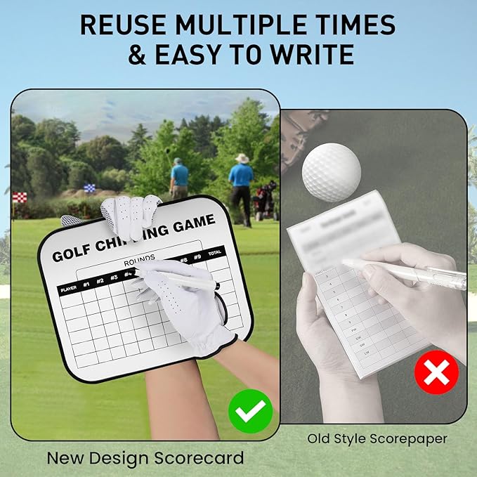 Golf Scorecard Board Erasable with 1 Free Pen, Plastic Write on Whiteboard Dry Erase Score Card Holder Accessories Gift for Men Women Golfer