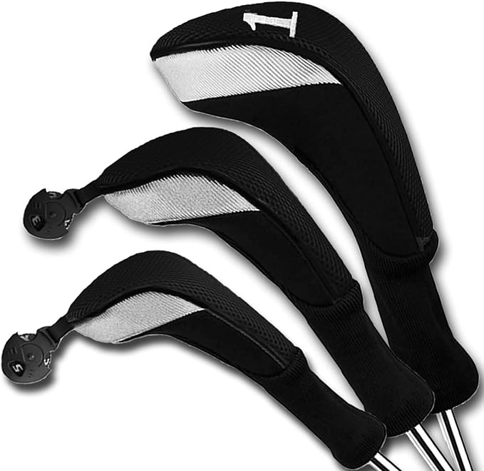 Golf Club Head Covers for Woods and Driver Hybrids Fairway Value Pack Protective Clubs Headcovers with Interchangeable No.Tags 1 3 5