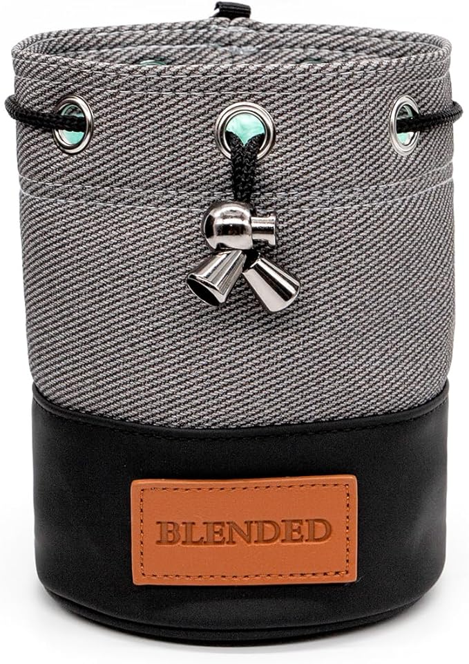 Golf Valuables Pouch,Bucket Waist Design Golf Pouch Bag Tee Bag with Drawstrings Leather for Men Women (Grey)