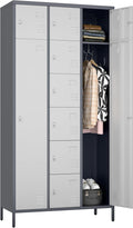 METAN Metal Locker for School Office Gym Bedroom, 10 Doors Steel Storage Locker Cabinet for Employees, Industrial Storage Locker, Assembly Required (Gray White)