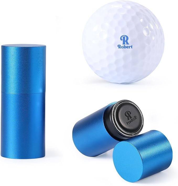 Golf Ball Stamp Personalized Marker - Premium Metal Custom Golf Ball Stamp - Quick-Dry Ink Monogram Identifier - Unique Golfing Accessories Gifts for Men Dad (Mental-Blue-2)