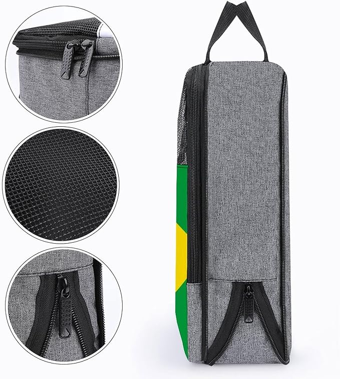 Portable Travel Shoe Bag Brazilian Brazil Flag Portable Shoe Organizer with Zipper Closure Storage Sneaker Travel Bag