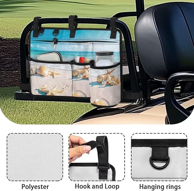Beach Golf Cart Rear Seat Organizer Foldable Storage Bag for Club Car, Wheelchair and Walker