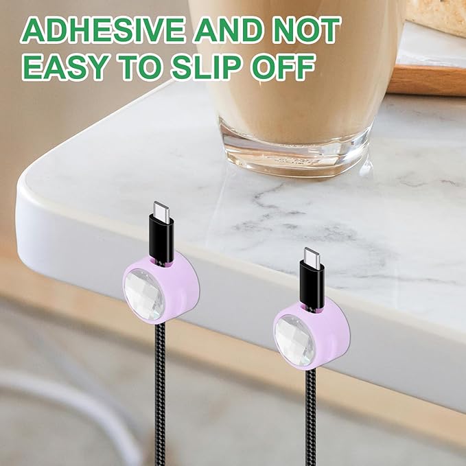 PATIKIL Cable Organizer Holder, 6 Pcs Magnetic Spring Desk Cable Management Clips Adhesive Cord Holder Keepers for Office Desktop Wall Car, Purple