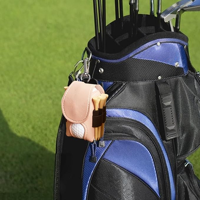 Leather Golf Ball Holder - Golf Ball Storage Pocket, Tee Bag with Sturdy Leather, Convenient and Tee Carry Pouch, Accessories Organizer for Course or Practice, Portable Pocket