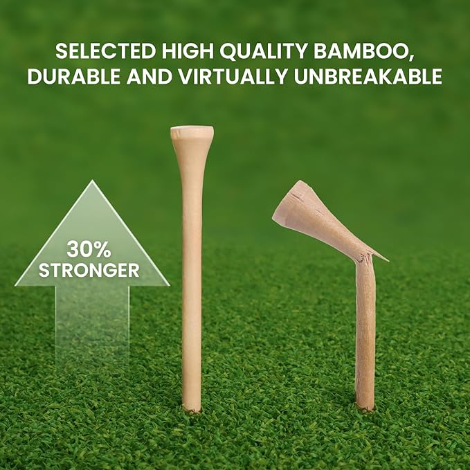 FINGER TEN Bamboo Golf Tees Wood 1 1/2 2 3/4 3 1/4 Inch Wooden Short Long Tee Color Bulk 250/500/1000/2000 Count for Men Women Kids in Red Pink USA Flag