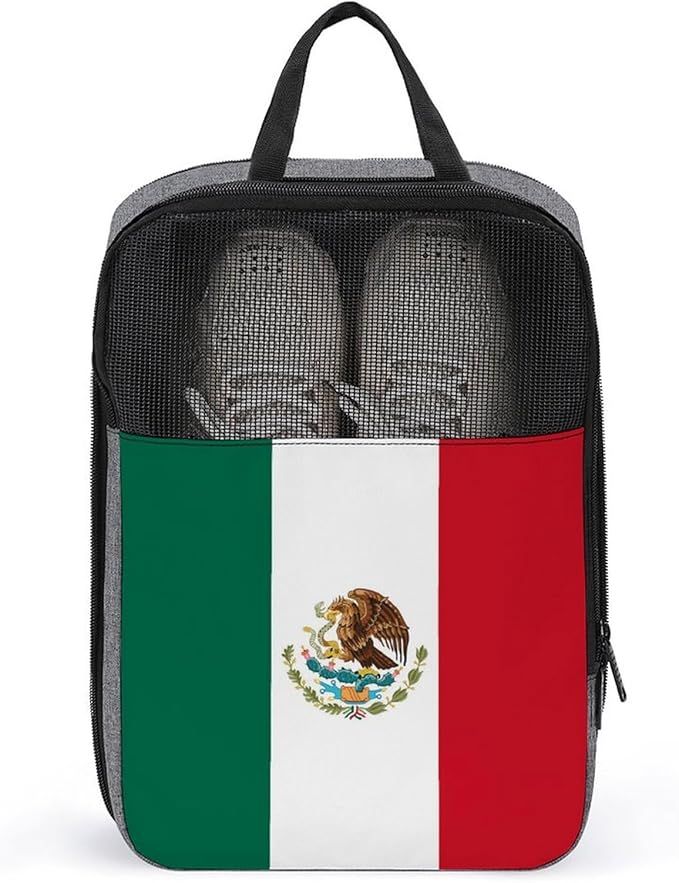 Dust-Proof Men & Women Travel Shoe Bag Mexican Mexico Flag Portable Travel Shoe Packing Bag for Gym Sneaker Bags