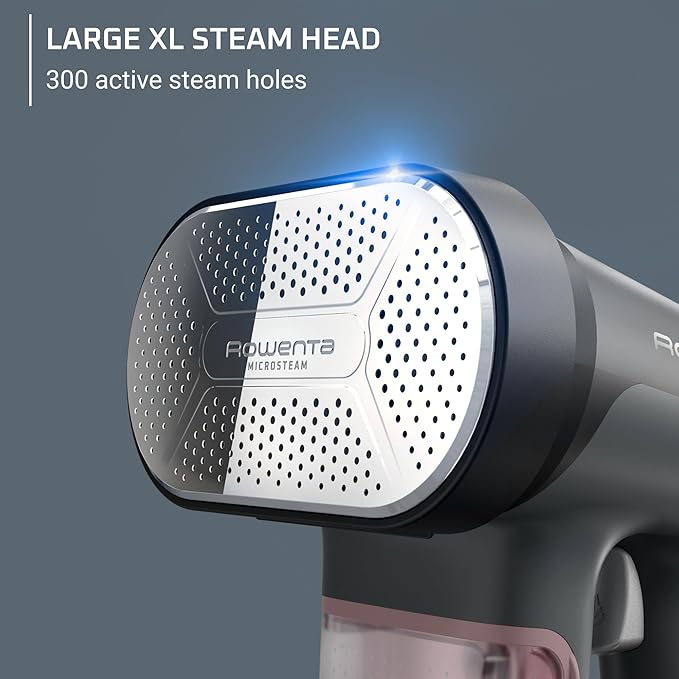 Rowenta Iron Steamer for Clothes, 3in1 Hand Held Steamers, Clothing Steamer, Ironing, Lint Remover, 7.1 Oz Tank, 1875 Watts, Auto-Off, Black & Pink, DR8865