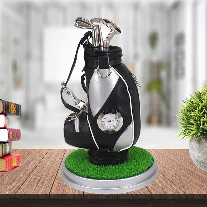 Golf Gift Golf Pens Holder, Golf Bag Holder with 3 Pieces Aluminum Pen Golf Bag Pencil Holder for Men