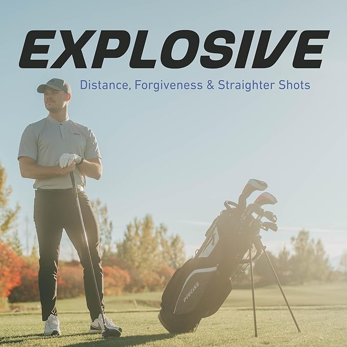 Precise M5 Men’s Golf Set – 460cc Driver, Wood, Hybrid, 5-PW Irons, Putter, Stand Bag, 3 Headcovers