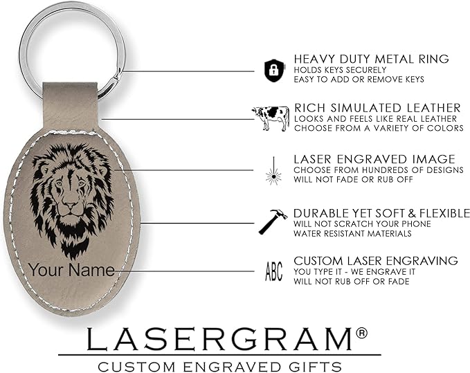 LaserGram Oval Keychain, Palm Trees, Personalized Engraving Included (Light Brown)