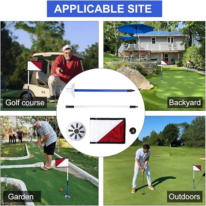 Golf Flagstick 3ft,Golf Flag Hole Cup Set Double-Sided Putting Green Flags for Backyard Putting Green Driving Range Practice Two-Section Design Portable