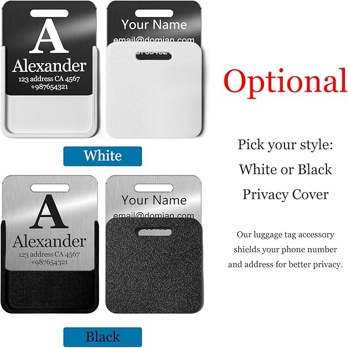 Customized Stainless Steel Luggage Tags: Personalize Your Suitcases, Backpacks, and Bags with Your Text - Custom Initial Text Name ID,Number(3 Pack)