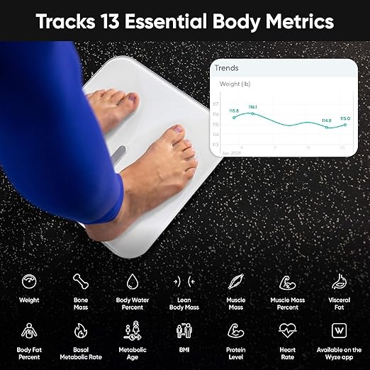 Wyze Smart Scale X Butterfly - Scale for Body Weight, BMI, Body Fat, Muscle Mass, Accurate Bathroom Digital Scale with Heart Rate Monitor | Sync Fitness Apps | for People, Baby & Pet, 400 lbs, Black