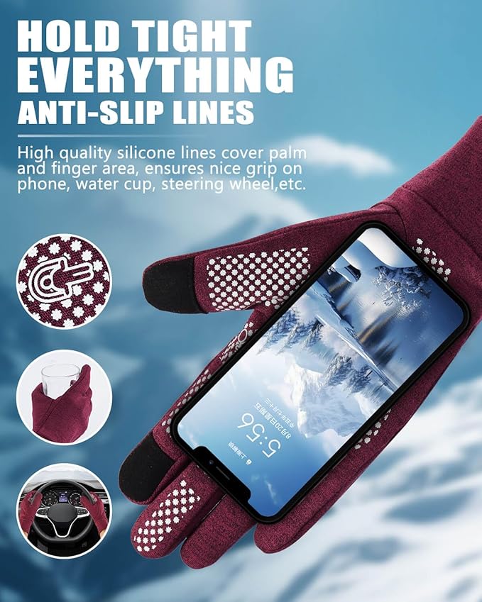 Aegend Lightweight Winter Gloves for Men Women, Warm Running Gloves Touchscreen Thermal Glove Liners for Cold Weather Driving, Cycling & Hiking, Non-Slip, Elastic Cuff, Stretchy, Durable
