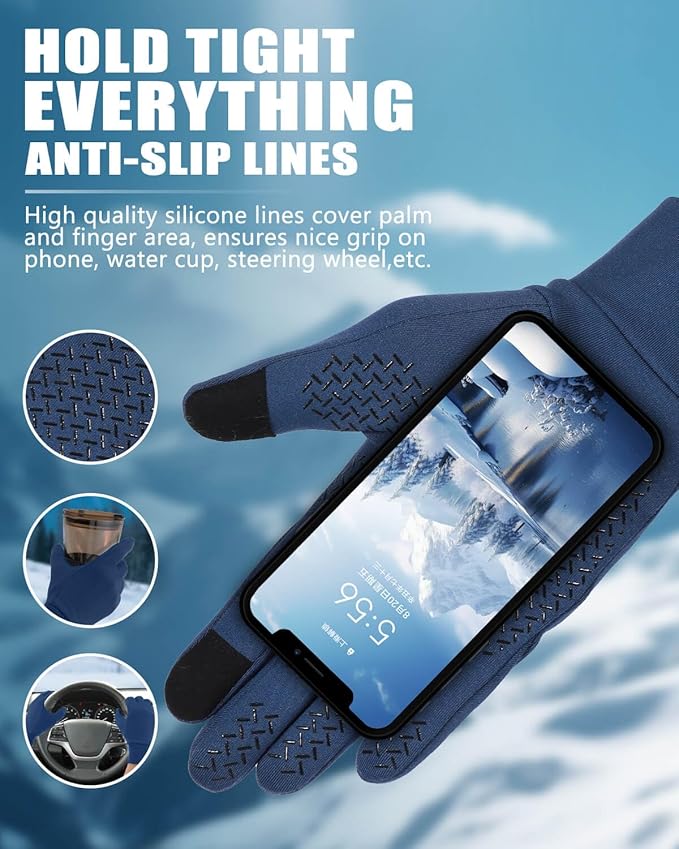 Aegend Lightweight Winter Gloves for Men Women, Warm Running Gloves Touchscreen Thermal Glove Liners for Cold Weather Driving, Cycling & Hiking, Non-Slip, Elastic Cuff, Stretchy, Durable