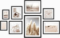 ArtbyHannah Gallery Wall Frame Set, 8 Pack Picture Frames Collage Wall Decor with Neutral Pampas Grass Art for Living Room, Assorted Size Including 11"x14", 8"x10", 5"x7"(Black Frame)