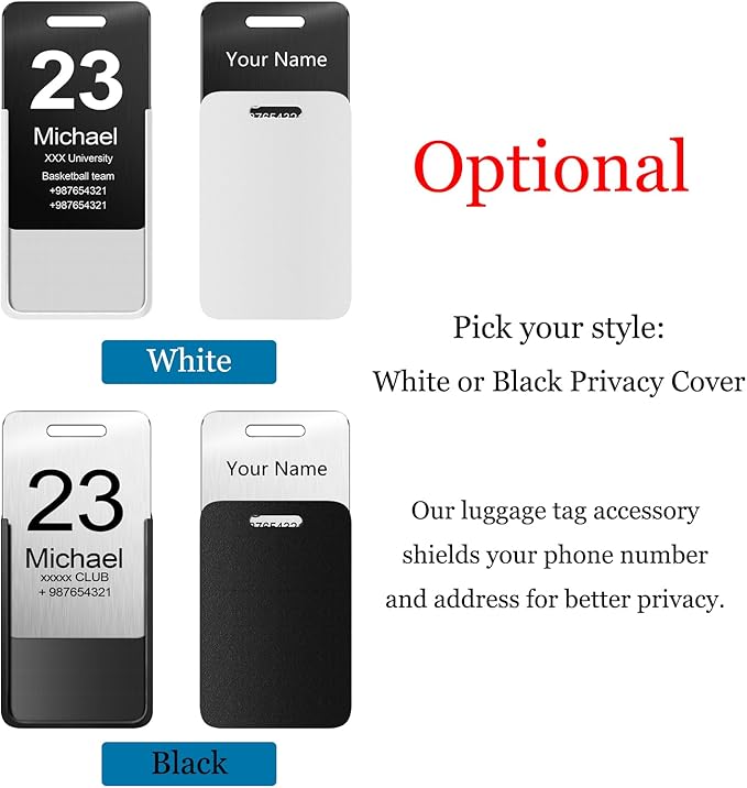 Customized Stainless Steel Luggage Tags: Personalize Your Suitcases, Backpacks, and Bags with Your Text - Custom Initial Text Name ID,Number 2"x3.3"(2 Pack)