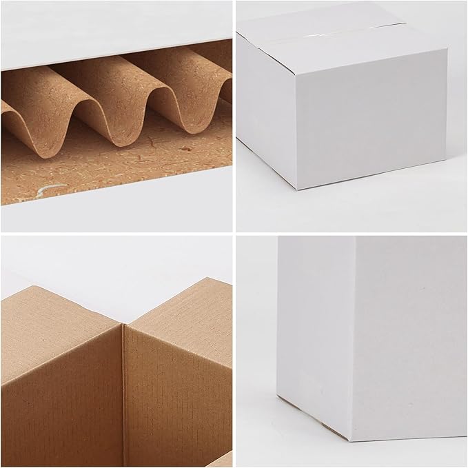 7x7x5 Shipping Boxes Set of 40, White Kraft Corrugated Cardboard Boxes Mailers for Packaging, Small Moving Box(17.8x17.8x12.7 cm)