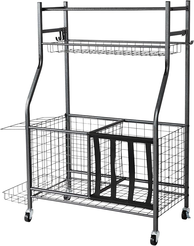 VEVOR Golf Bag Organizer, Golf Bag Storage Rack Stand Holder, Sports Equipment Storage Rack, Golf Storage Organizer for Garage, Sports Gear, Toys Storage Rack Hooks