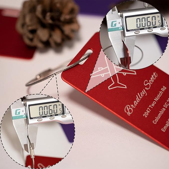 Personalized Luggage Tags for Suitcases Custom Metal Name Tags for Backpacks Bags Travel - Vertical (Gold)