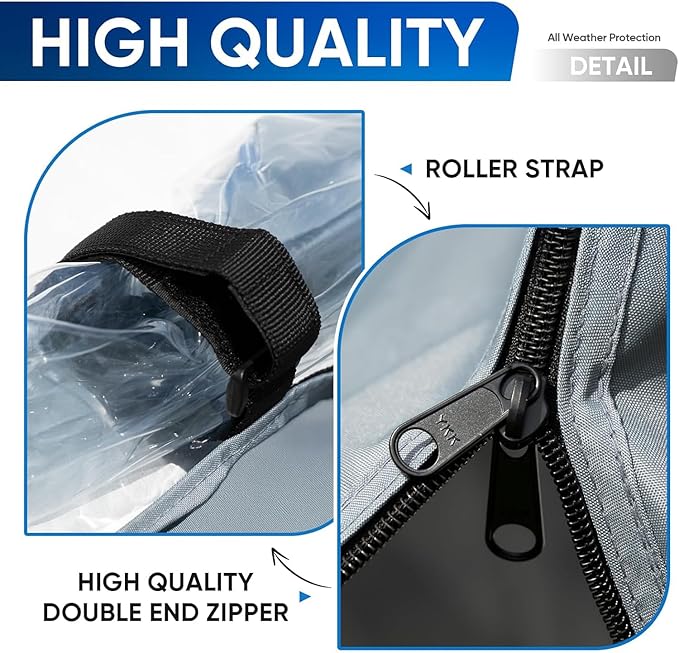 Rosefray Golf Cart Enclosure, 2+2 Drivable Rain Cover, Short Roof 58" - EZGO, Club Car - Durable Door Zipper - 4 Seater Golf Cart Cover Glowing at Night