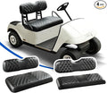 NOKINS 4PCS Golf Cart Diamond Seat Covers Kit, Front&Rear Seat Covers Fits EZGO TXT 1994-2013/EZGO RXV Standard Seat Cushion, EZGO Vinyl Seat Cover Accessories, No Staples(Black&Black Stitch)