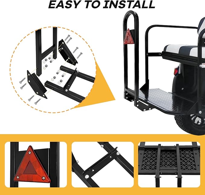 Universal Golf Cart Rear Seat Safety Grab Bar Compatible with Yamaha Club Car EZGO, Heavy Duty Golf Cart Back Seat Grab Bar Safety Hand Rail for Rear Seat Passenger