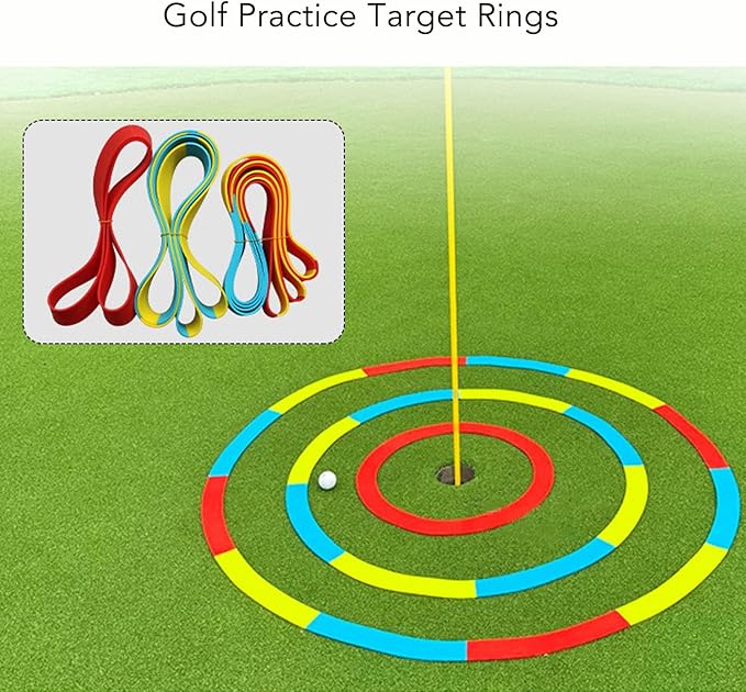 Golf Practice Target Rings, Putting Chipping Training Circle Ultra Thin Silicone Vibrant Indicator for Golf Training (Red Small Circle 50.5cm)