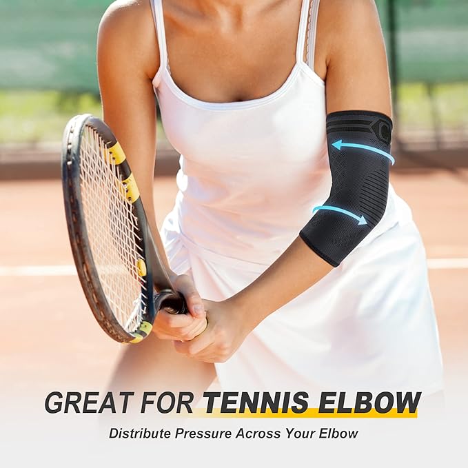 CAMBIVO 2 Pack Elbow Brace for Tendonitis, Tennis Elbow Compression Support Sleeve for Golfers Elbow Pain Relief, Arthritis, Bursitis, Workout, Weightlifting (Black, X-Small)