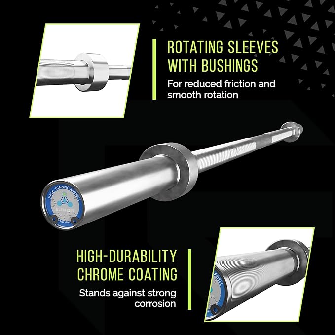 Rage Fitness Olympic Training Barbell – 6FT 15LB (300LB Capacity) OR 7FT 45LB (1500LB Capacity) – Home & Commercial Gym Weightlifting Bar for Squats, Deadlifts, Bench Press & Strength Training
