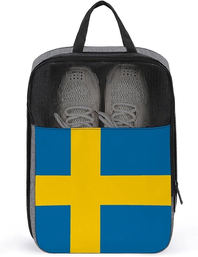 Reusable Portable Shoe Bag Sweden Flag Travel Shoe Bags for Storage and Packing Dust-Proof Sneaker Bag