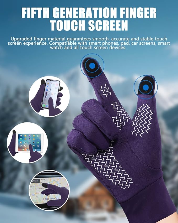 Aegend Lightweight Winter Gloves for Men Women, Warm Running Gloves Touchscreen Thermal Glove Liners for Cold Weather Driving, Cycling & Hiking, Non-Slip, Elastic Cuff, Stretchy, Durable