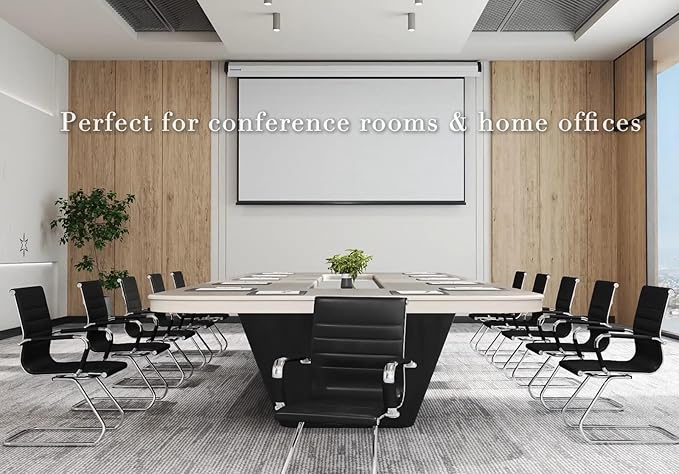 CIMOTA Waiting Room Chairs Leather Office Guest Chair Mid Back Reception Chairs with Sled Base for Meeting/Patient/Conference Room, Black Set of 6