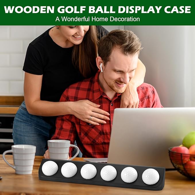 Wooden Golf Ball Display Case Black Ball Holder Wall Mount Stand Wall Mountable Shelf for Collector Sports Memorabilia Decoration Supplies (Black)