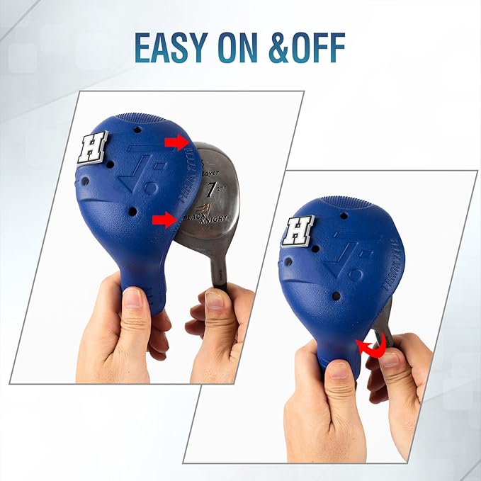 Golf Head Covers, EVA Plastic Golf Club Covers for Driver Fairway Woods Hybrid, Driver Headcover with Pins, Fit All Right-Handed Golf Clubs, Easy On Off, Washable