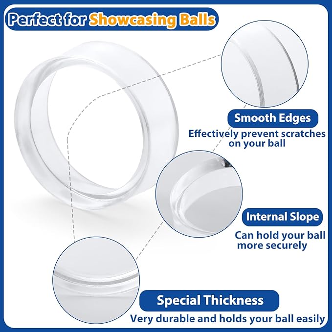 Party Zealot 30 pcs Large Acrylic Clear Baseball Stands 1-5/8" Size Display Holders for Large Round Object Soccer Softballs
