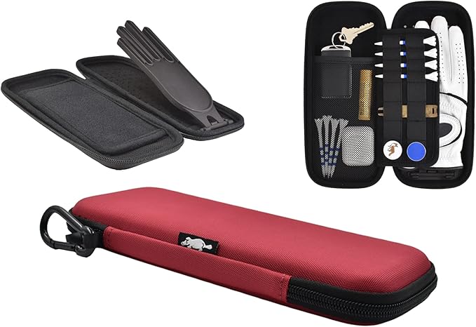 Platypus Golf Co. Golfing Caddie Hard Travel Case Organizer - Hinging Glove Shaper & Holder - Mesh Pocket & Storage Slots for Phone, Tees, Divot Tools & Ball Markers - Golfers Cases for Men & Women