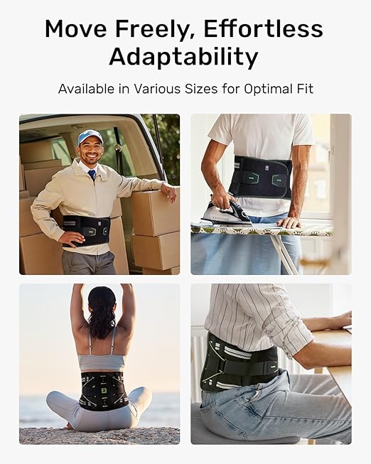 Back Brace for Lower Back Pain Relief, 8X Powerful Lumbar Support with 3D Pad, Support Belt for Men Women, Breathable Back Support Brace with Adjustable Strap, Green Size S