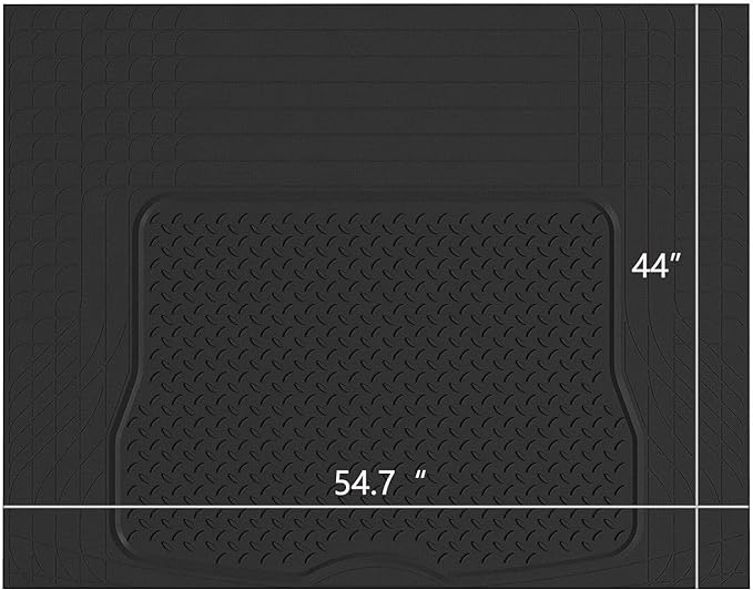 PIC AUTO Heavy Duty Rubber Trunk Cargo Liner Floor Mats, Trimmable to Fit for Car, SUV, Van, Trucks (Large, Black)