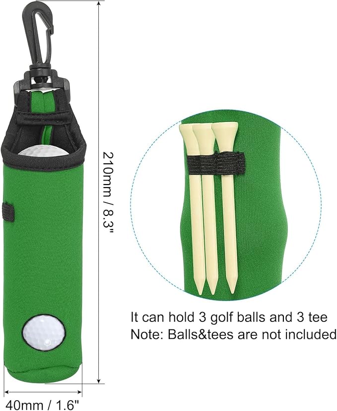 PATIKIL Golf Ball Carry Bag, Golf Tee Holder Pouch Portable Neoprene Golf Ball Holder with Clip for Men and Women Storage Gifts