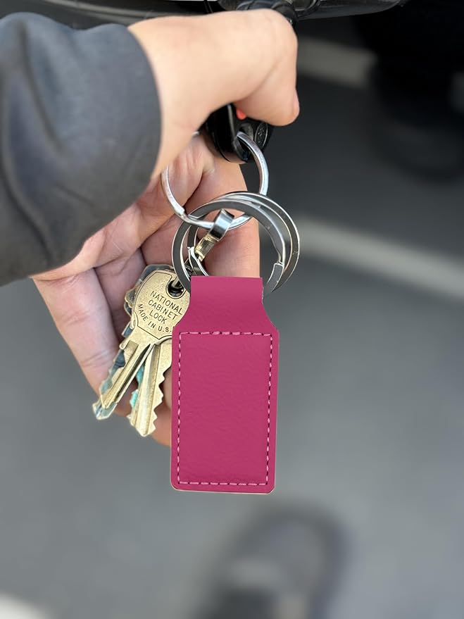 LaserGram Rectangle Keychain, Coat of Arms Germany, Personalized Engraving Included (Hot Pink)