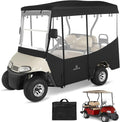 Golf Cart Enclosures 4 Passenger 80“ Extended Roof for Ezgo RXV,600D Clear Rain Cover Driving Enclosure 4 Seater,Full Roll Up 4 Sided Transparent Windows&Door Heavy Duty Zipper,Side Mirrors Openings