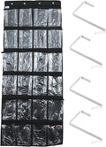 24-Pocket Shoe Hanging Organizer Bag, Black Non-Woven Fabric Door Hanging Storage Bag with Mesh Pockets, Multipurpose Closet Organizer for Bedroom and Home Use