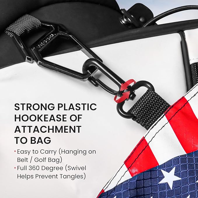 Golf Bag Accessories Valuables Pouch Bags Multi Pocket Zipper Hook with 10 Pcs Wood Golf Tees for Men Women